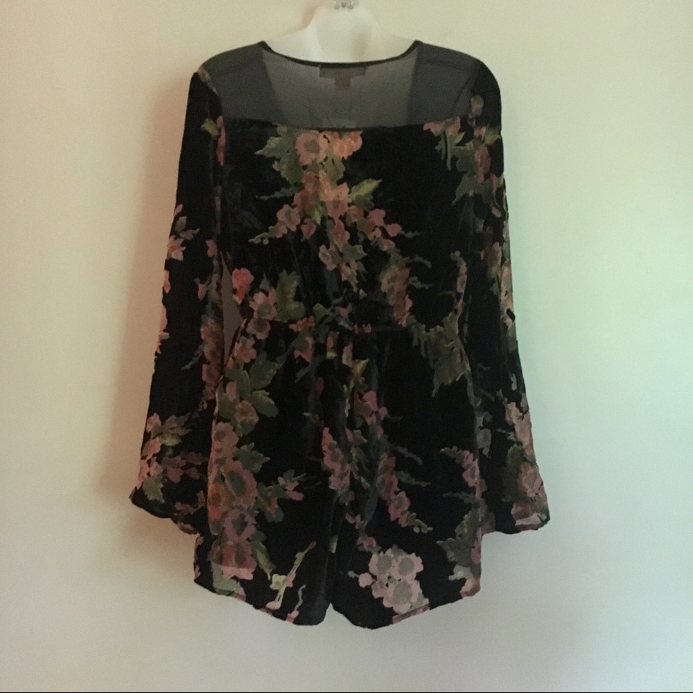 Band of Gypsies Burnout Velvet Romper - Picture 3 of 4